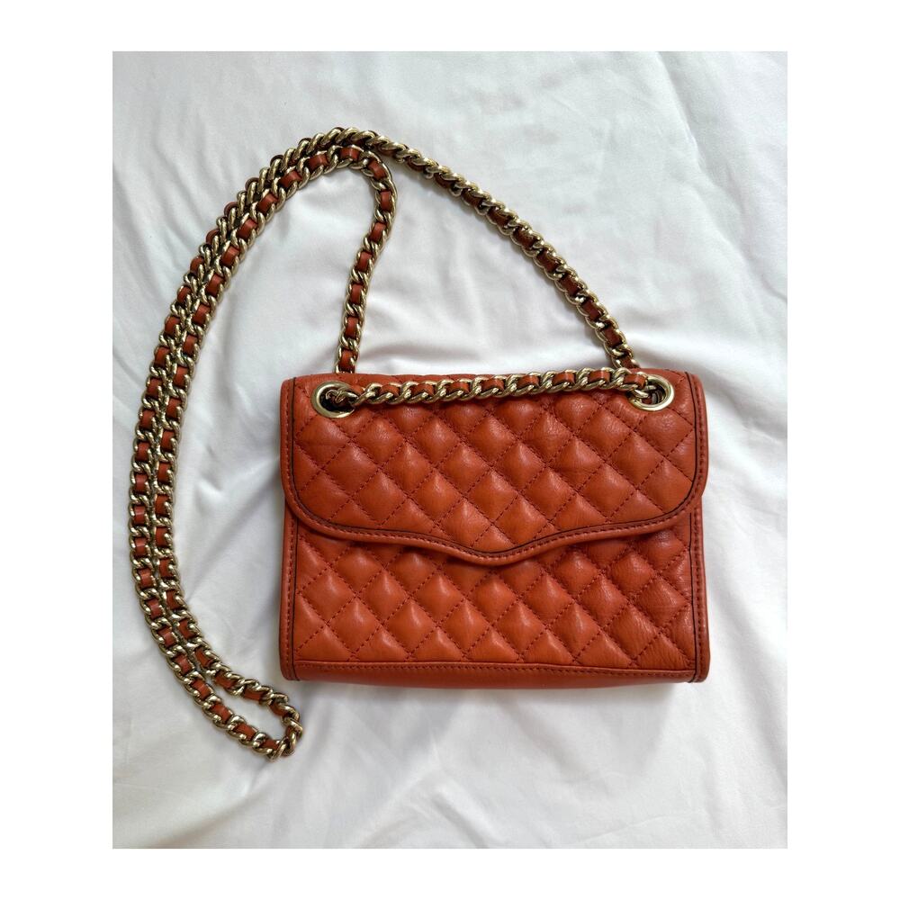 Rebecca Minkoff Mini Affair Quilted Leather Chain Crossbody Purse, Terracotta